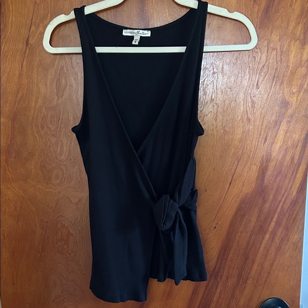 Express Black Sleeveless Wrap Tank